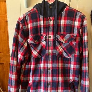 Warm Hooded Lined Shirt Jacket - EUC- Men’s small